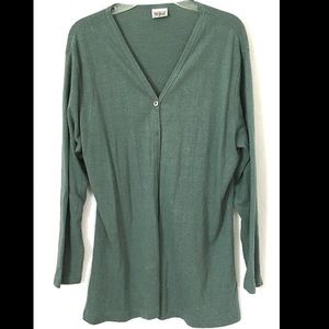 Raw Silk Aqua Button Tunic Med Large Muted Aqua
